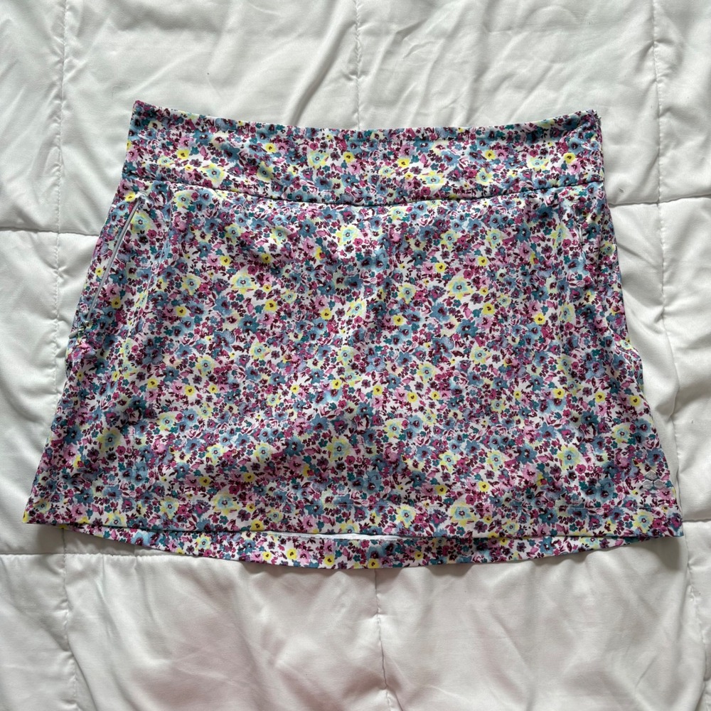 Floral Active Skort Large Purple Blue Athletic Golf Tennis Skirt Preppy Luxury
